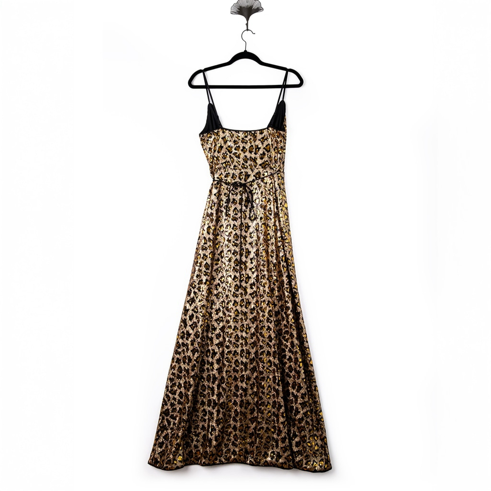 Aidan AIDAN MATTOX Leopard Sequin Wrap Dress Gown $285 - Size 0 / XS - Picture 6 of 14